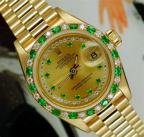 rolex watch with emeralds|real diamond rolex watches.